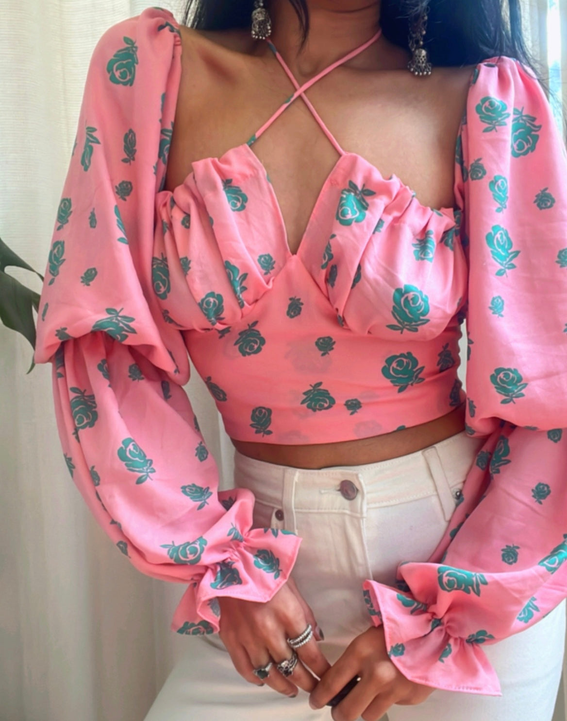 Pink Rose Milkmaid Top