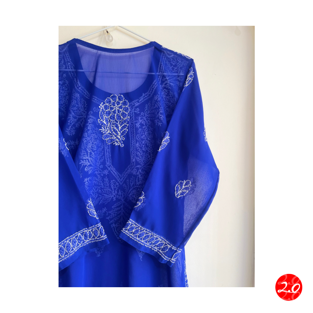 Royal Blue Chikankari Kurti