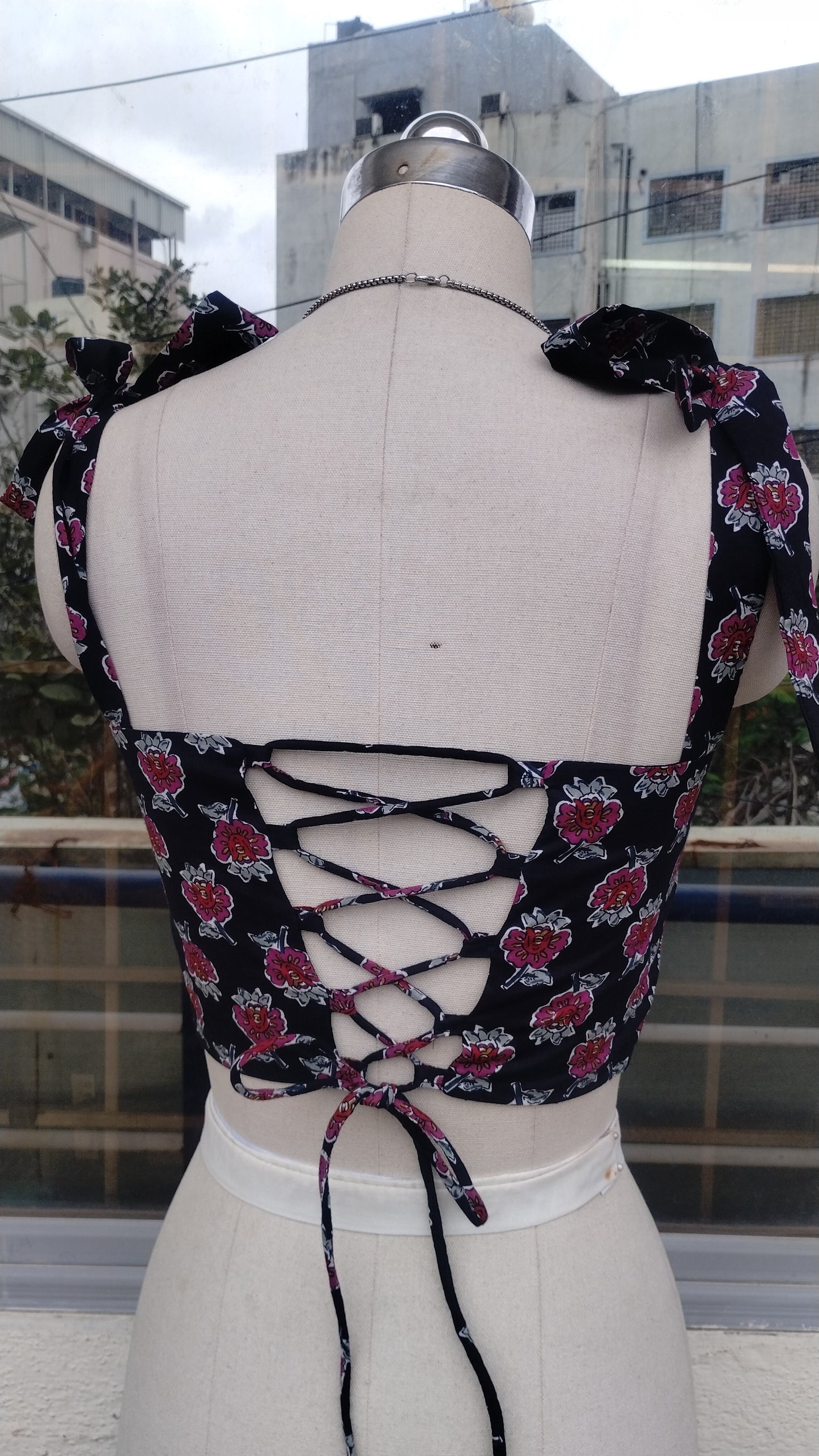Black Floral corset top