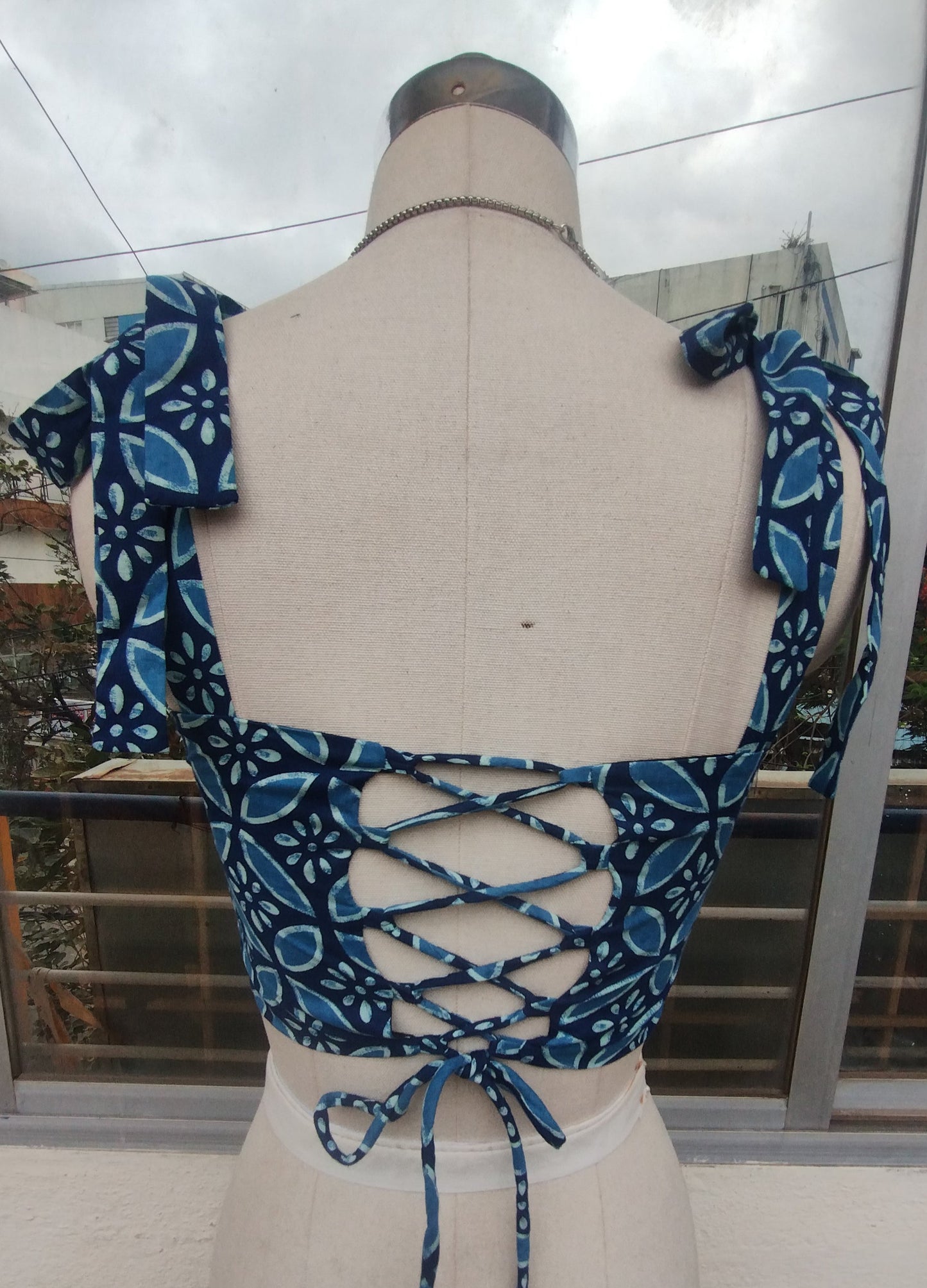 Indigo Floret corset top