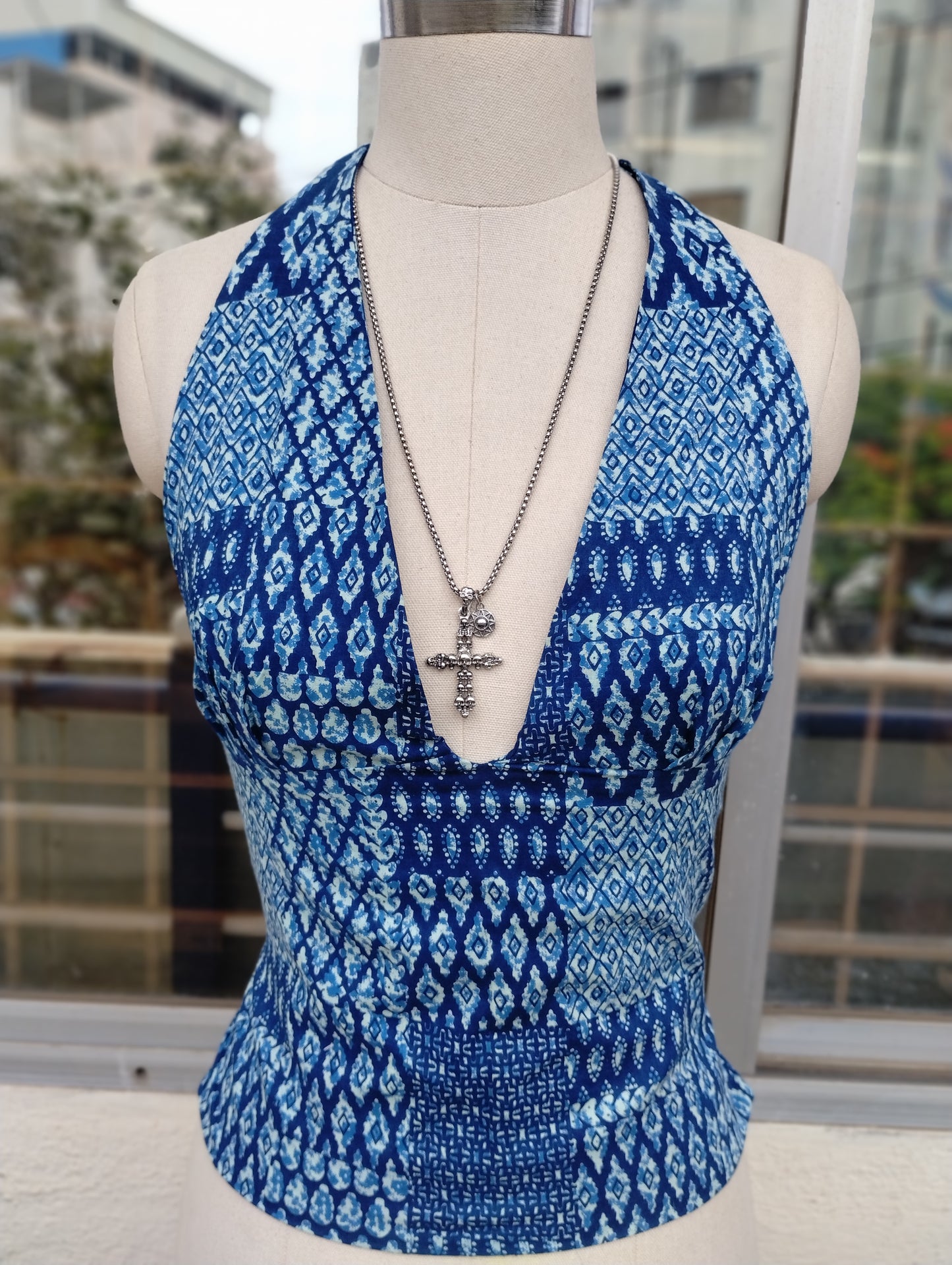 Indigo collage GEET Halter Top