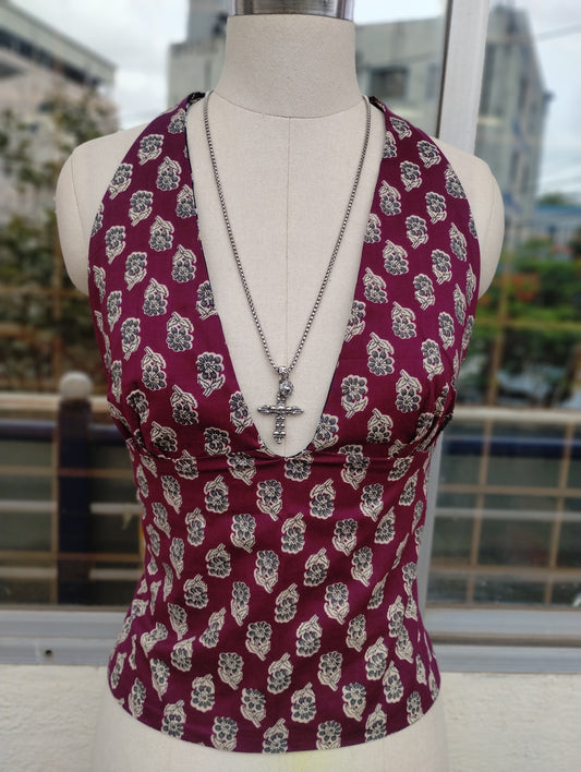 Black&purple GEET Halter Top