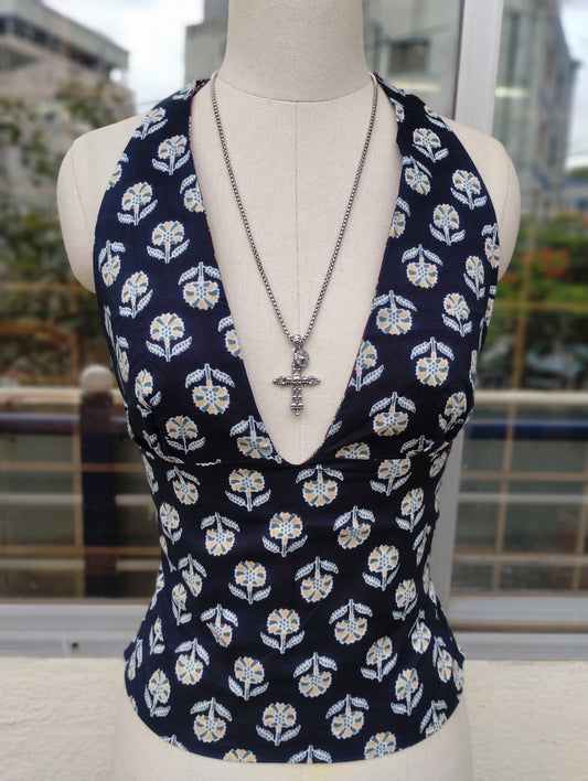 Black&purple GEET Halter Top