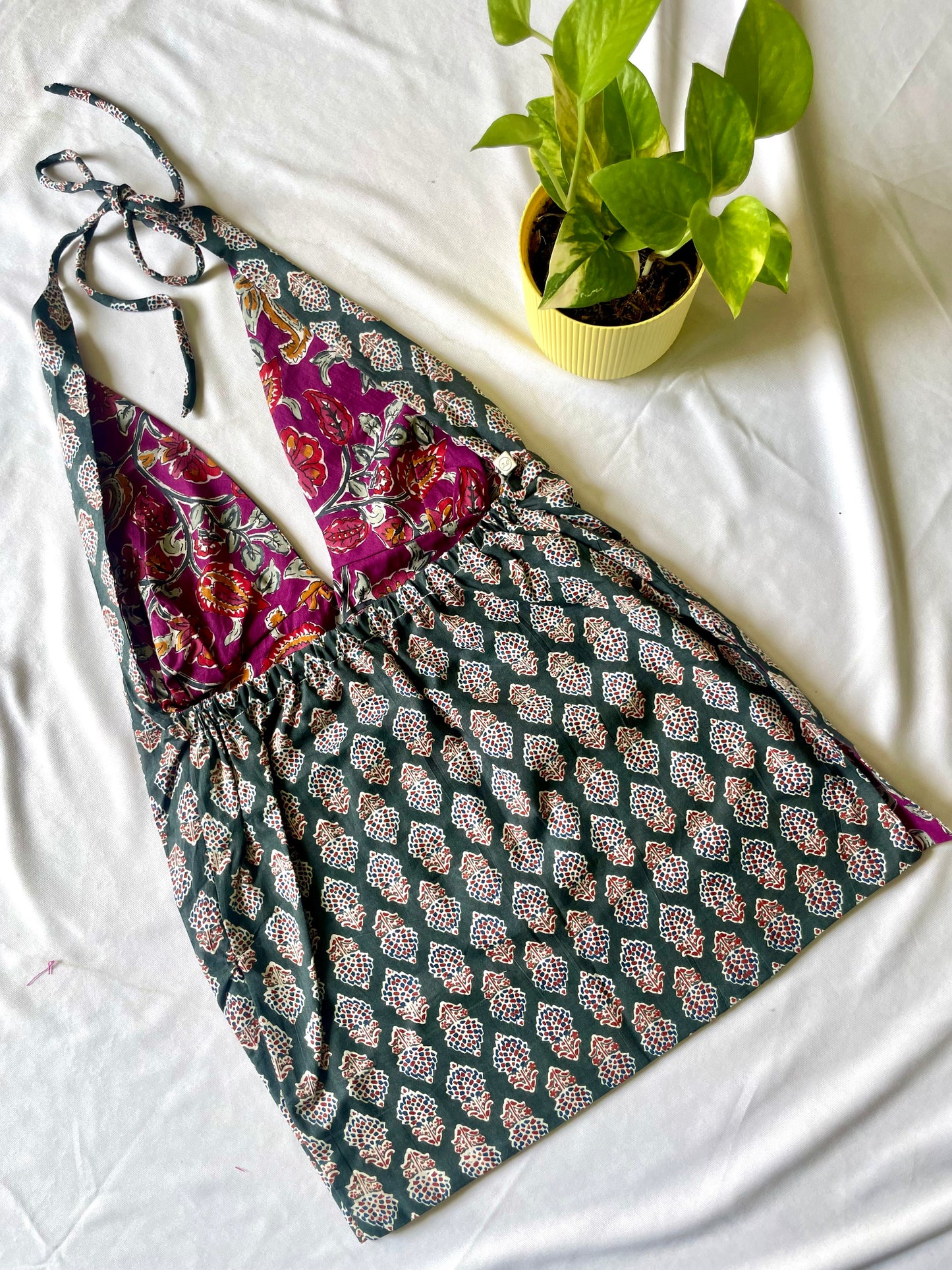 Dark botanical Y2K halter top