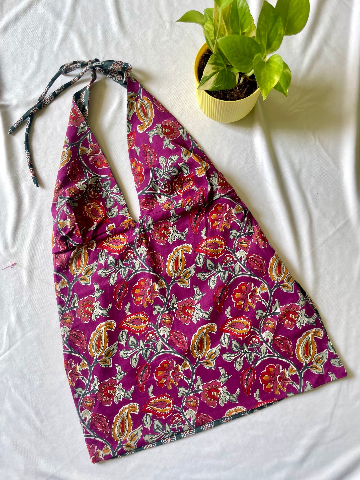 Dark botanical Y2K halter top
