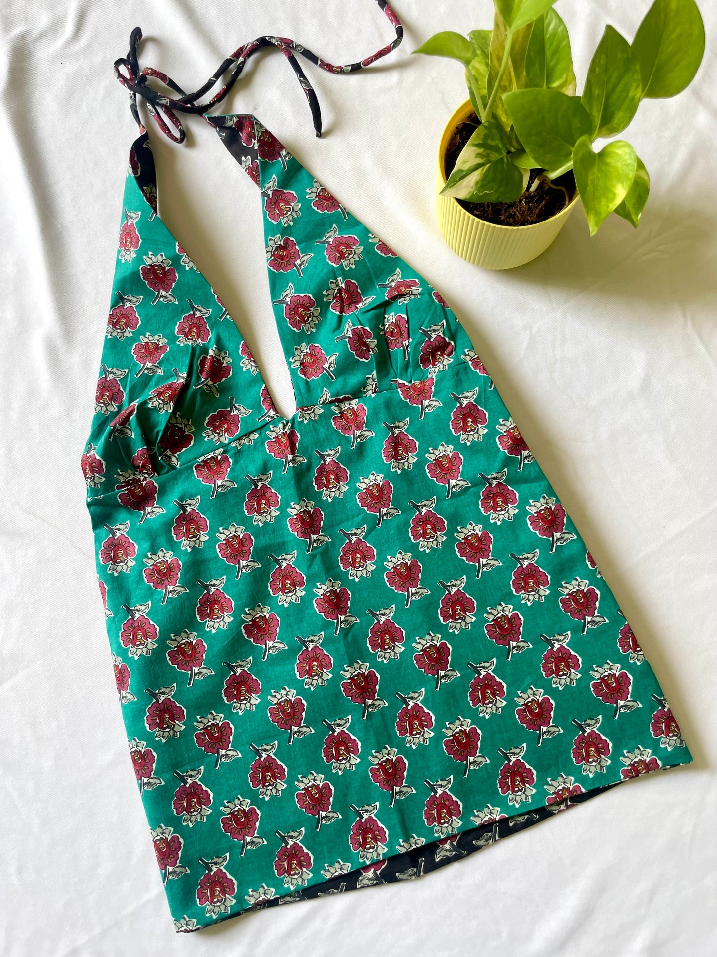 Teal rose affair Y2K halter top