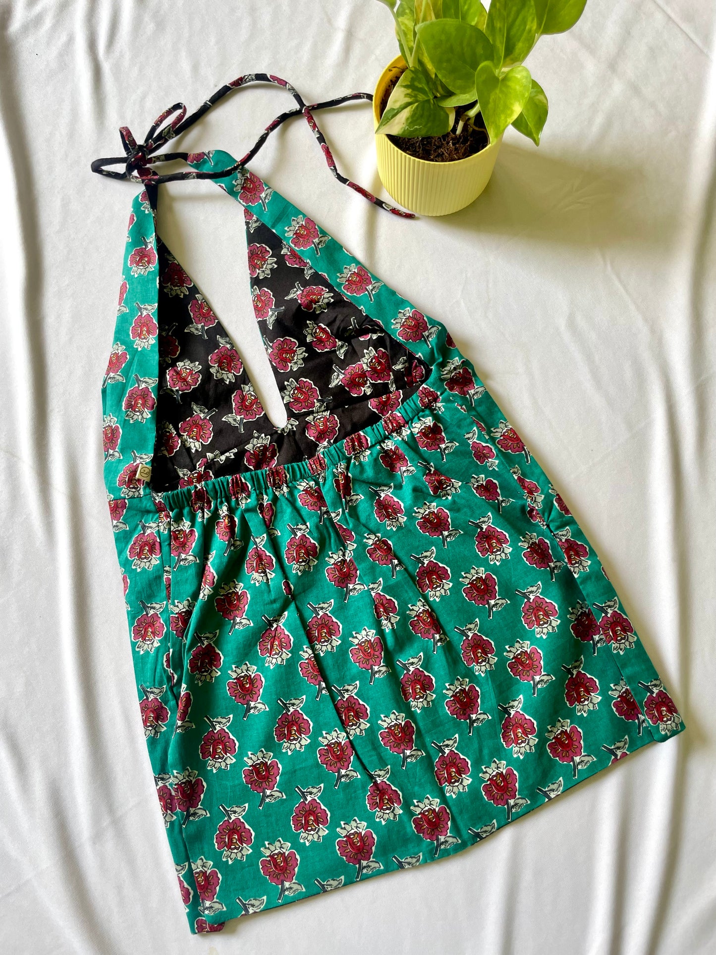 Teal rose affair Y2K halter top