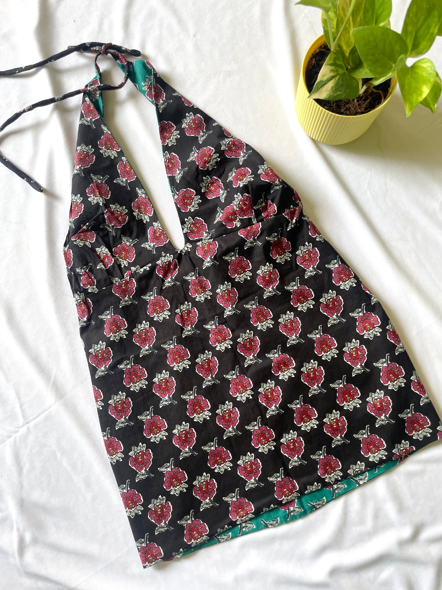 Teal rose affair Y2K halter top