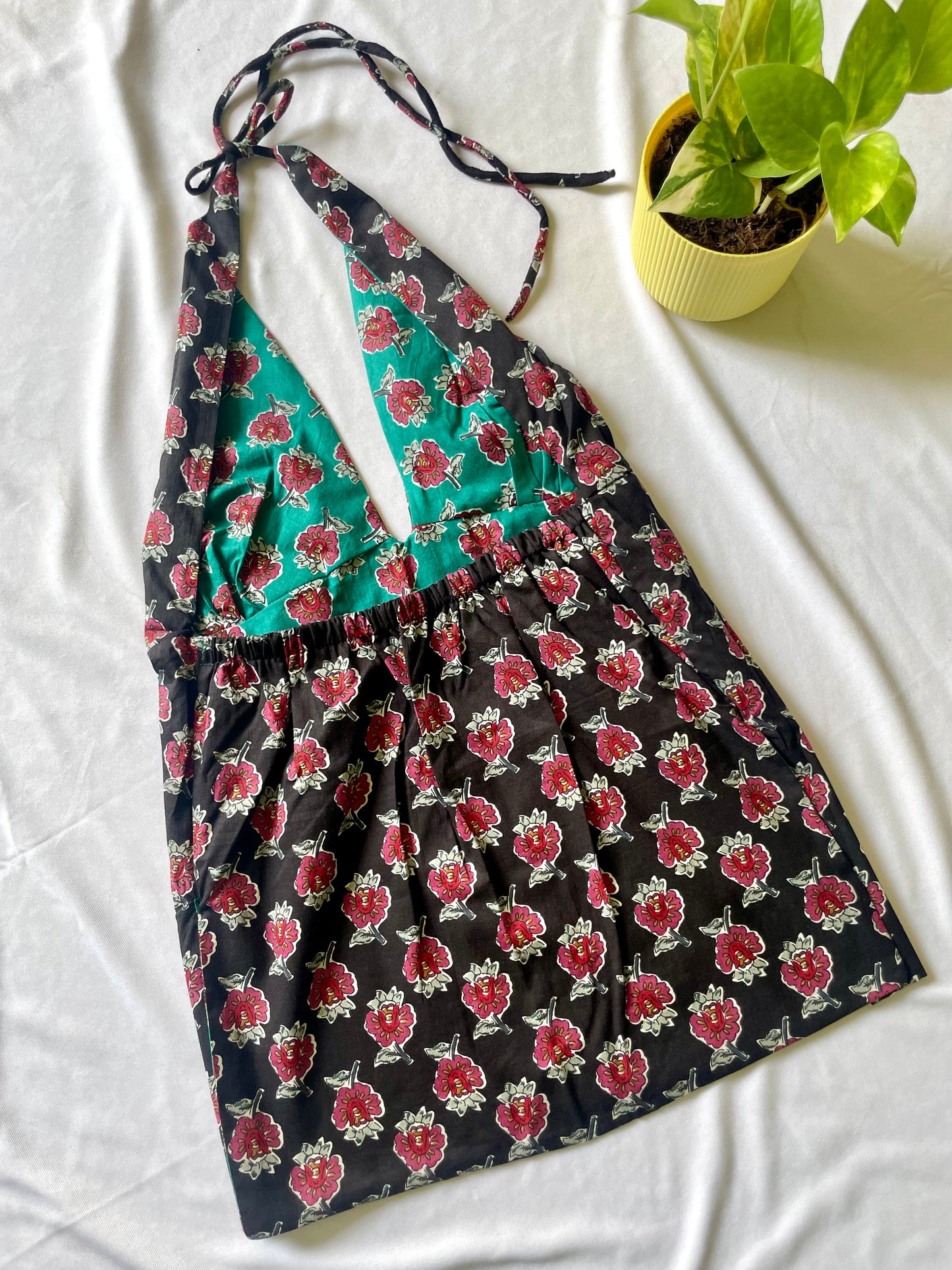 Teal rose affair Y2K halter top