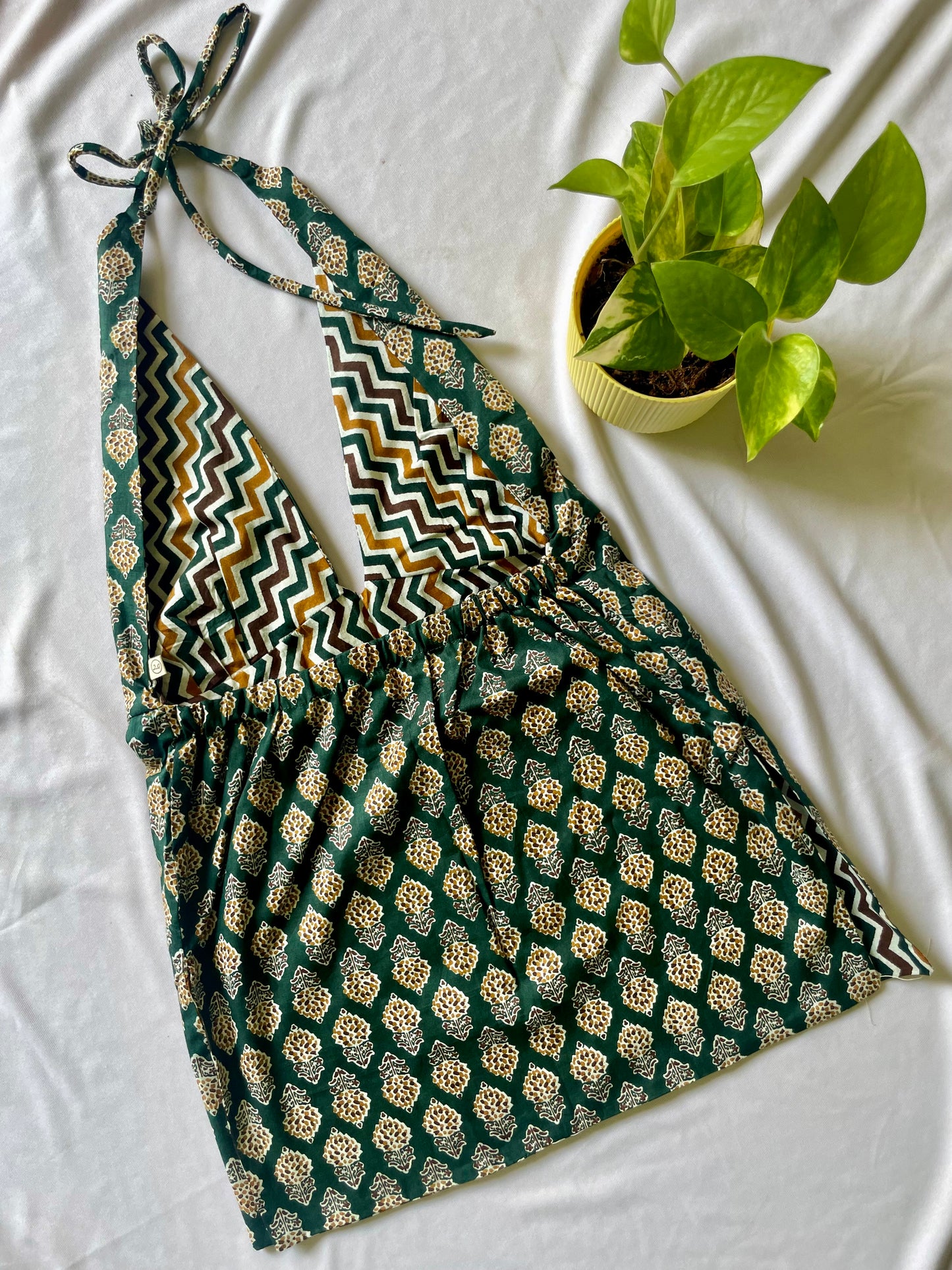 Olive ripple Y2K halter top