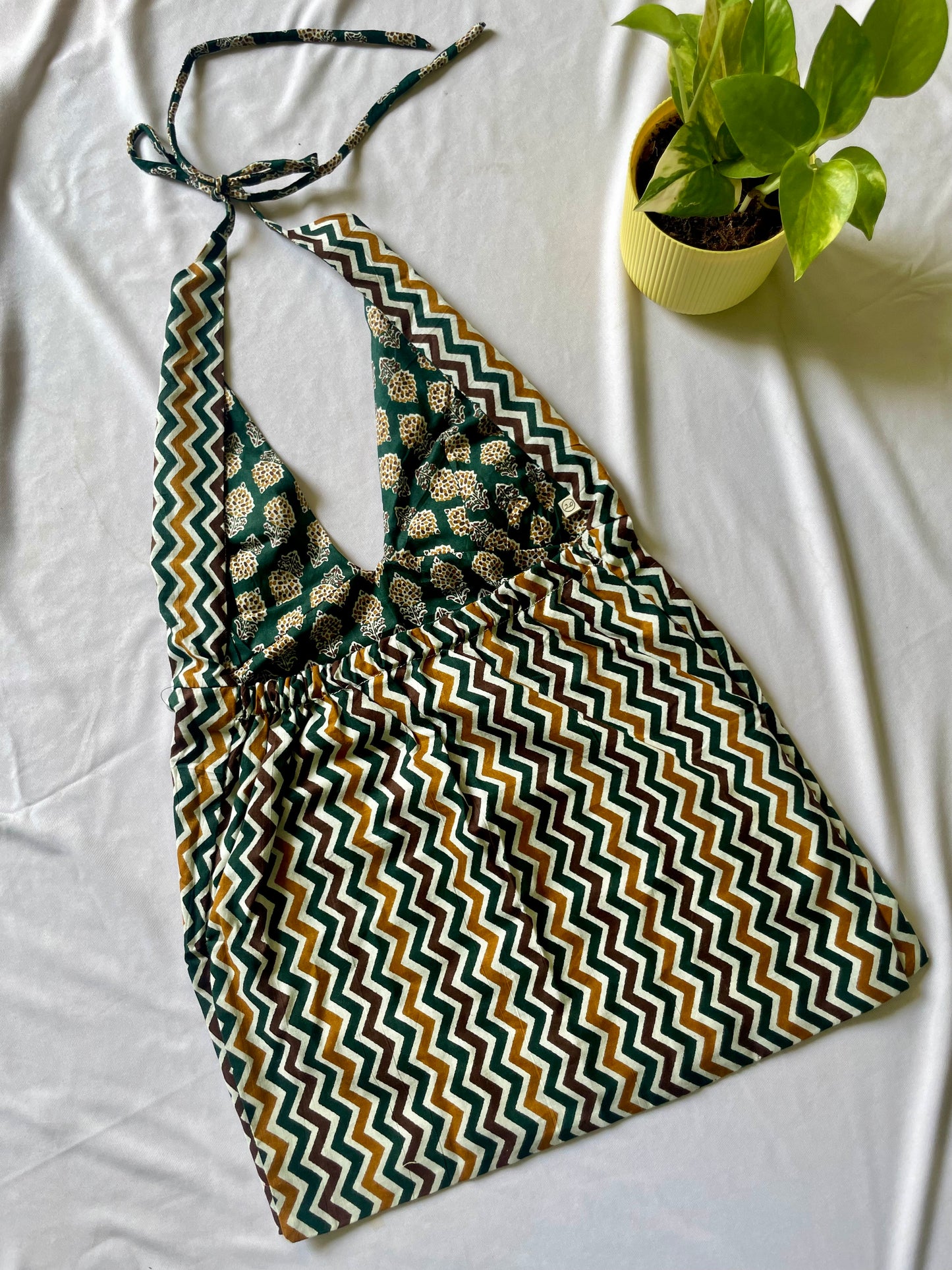 Olive ripple Y2K halter top