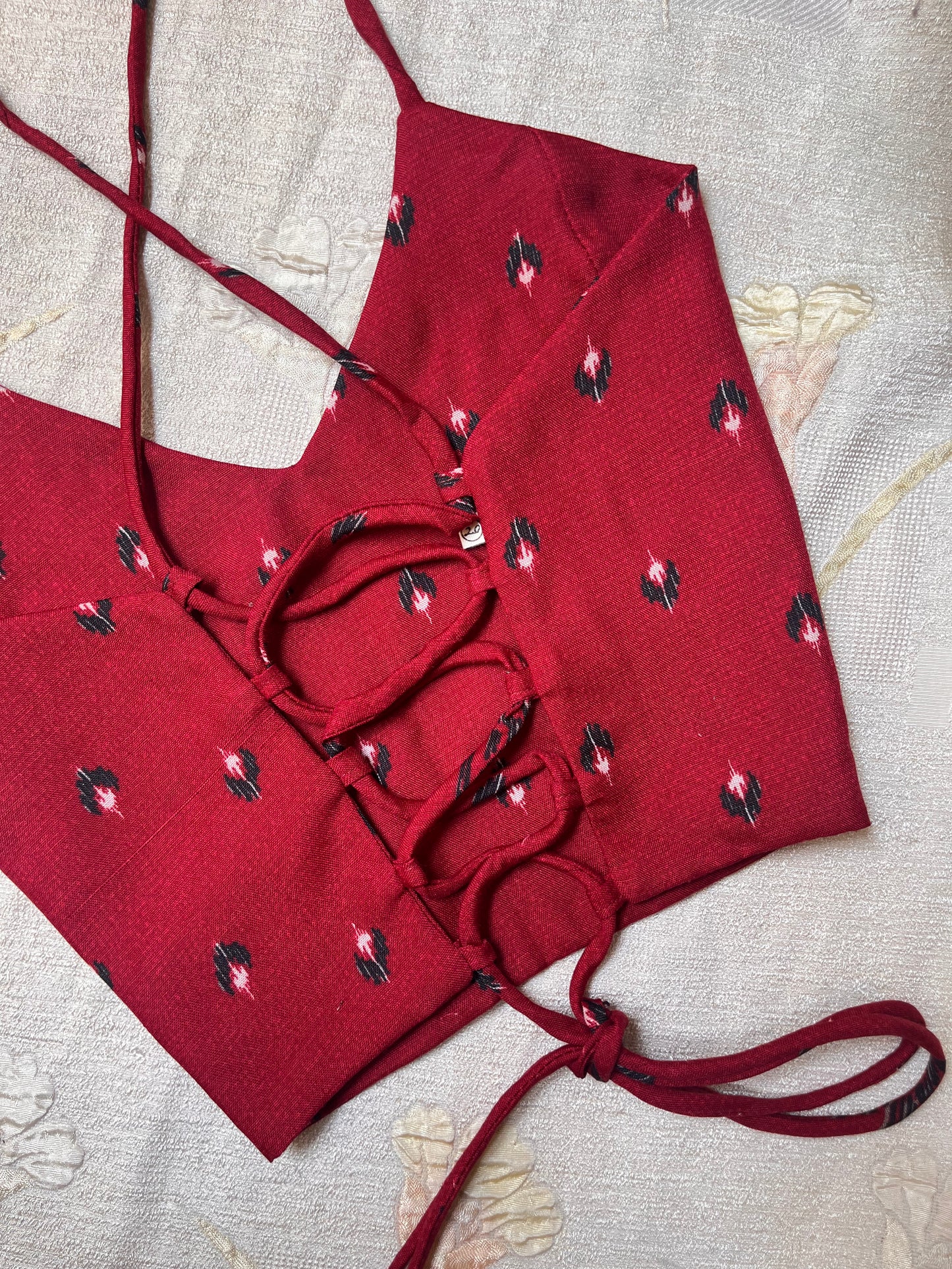 Maroon Ikkat Crop top