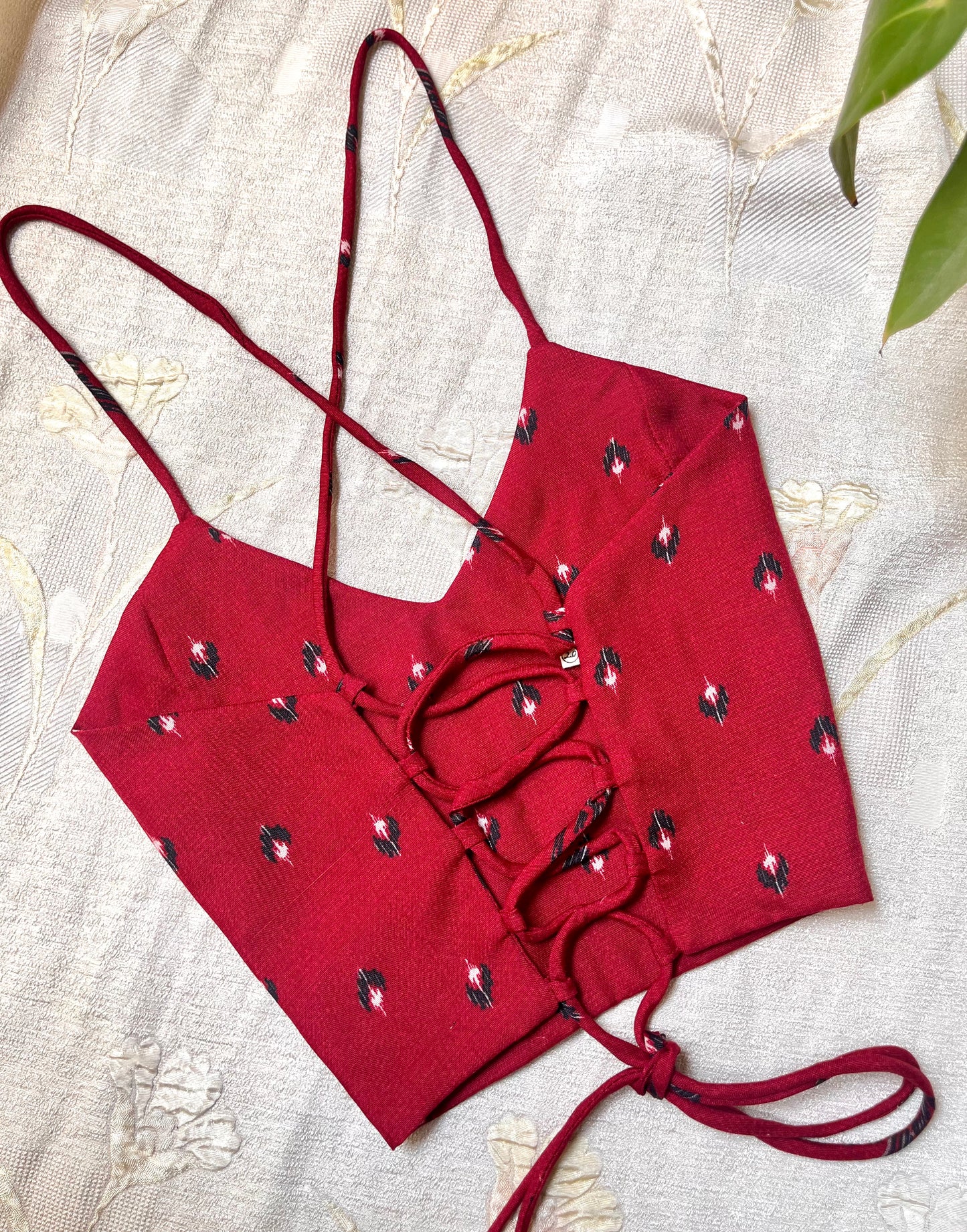 Maroon Ikkat Crop top