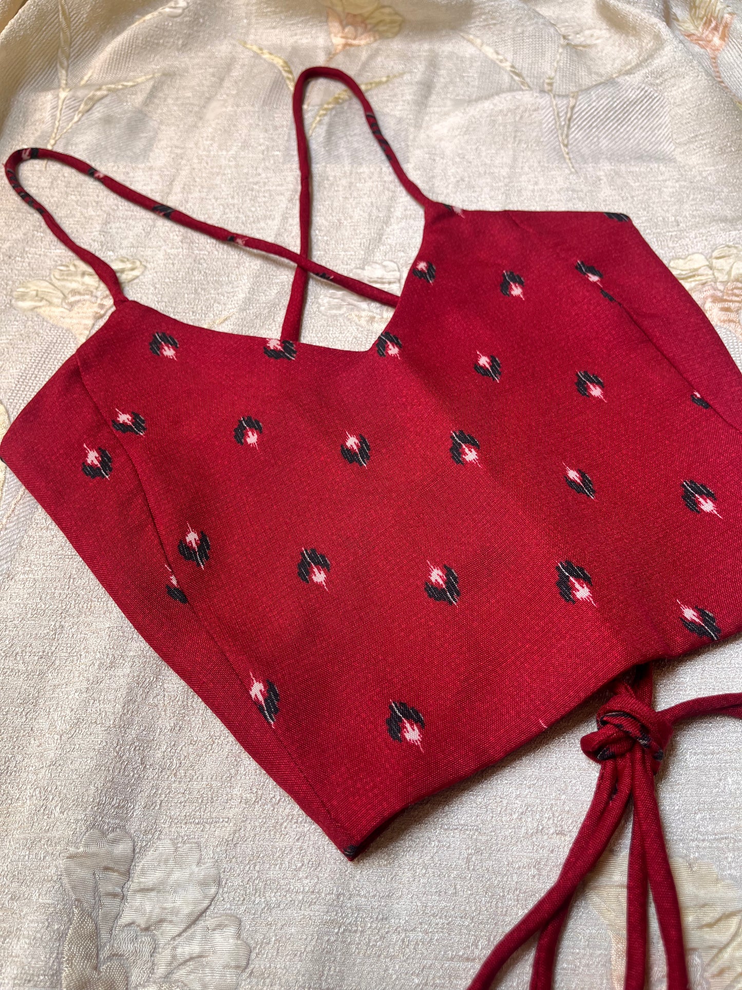 Maroon Ikkat Crop top