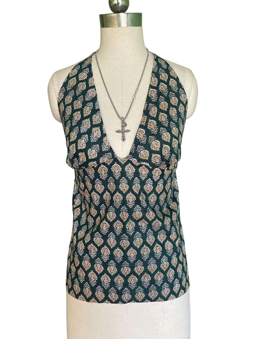 Olive ripple Y2K halter top