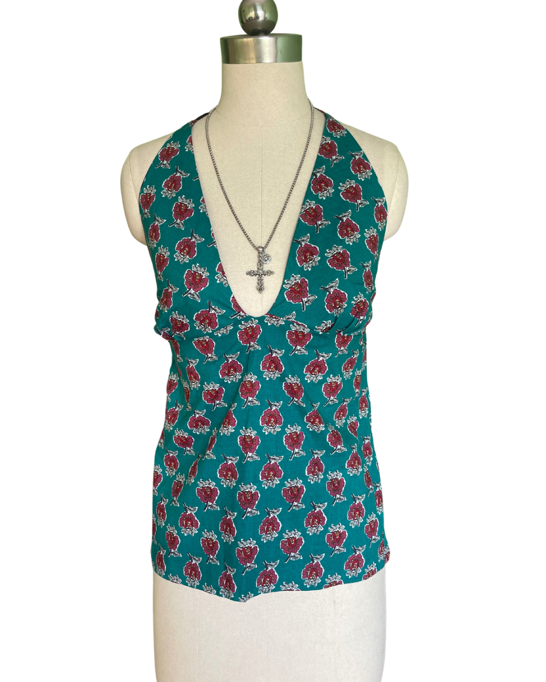 Teal rose affair Y2K halter top