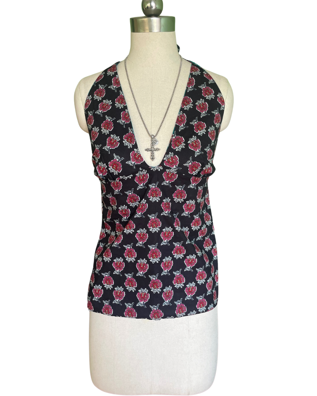 Teal rose affair Y2K halter top