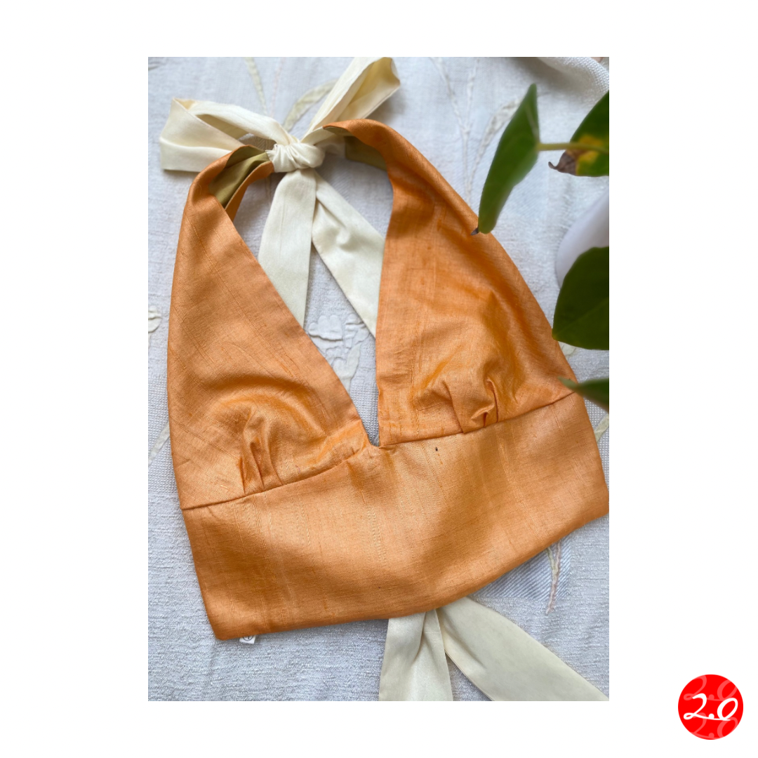 Gold-Orange Reversible Halter Top
