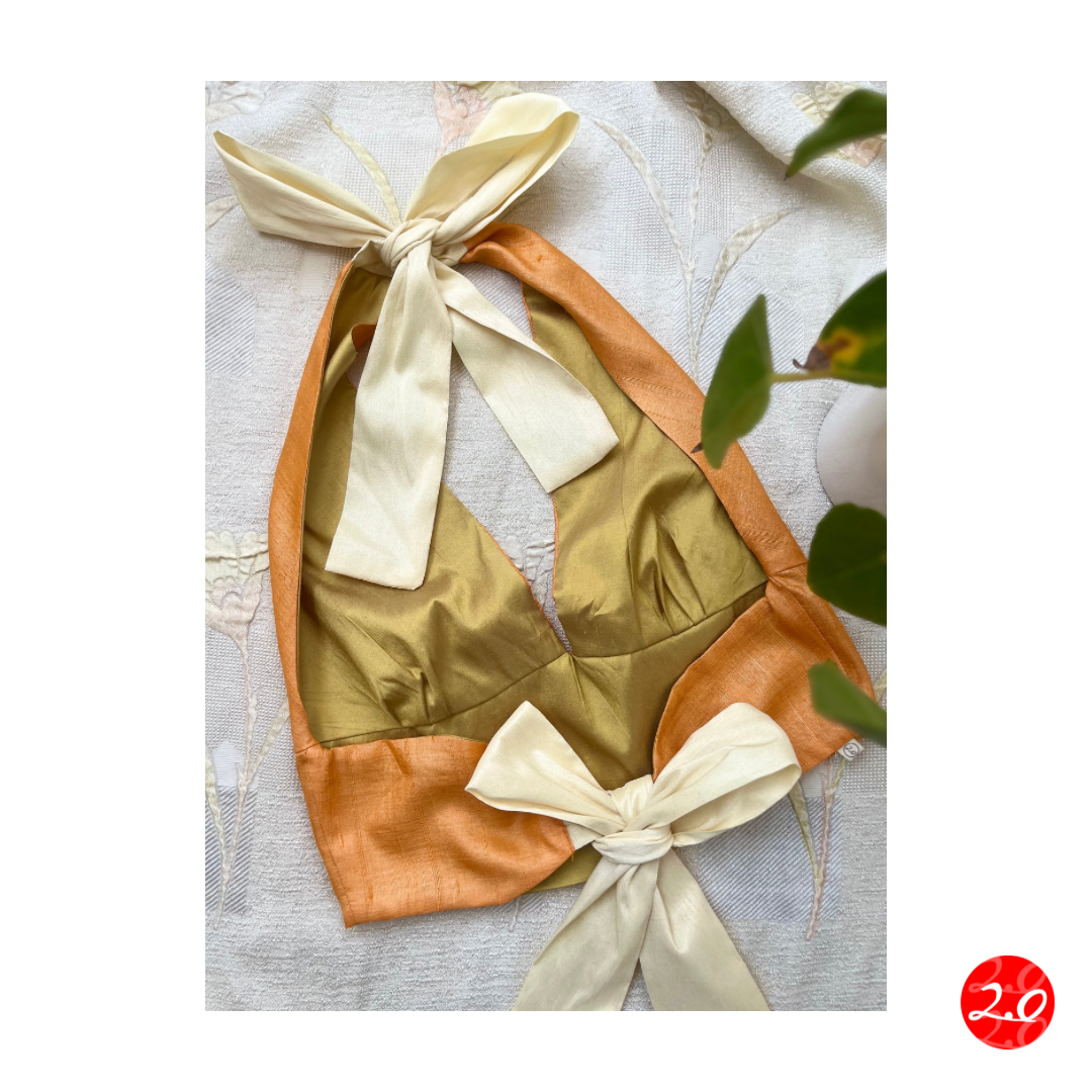 Gold-Orange Reversible Halter Top