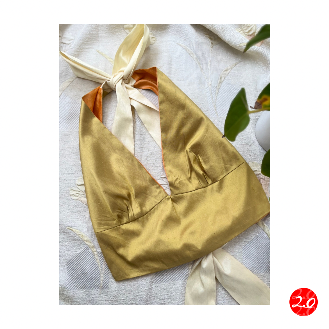 Gold-Orange Reversible Halter Top