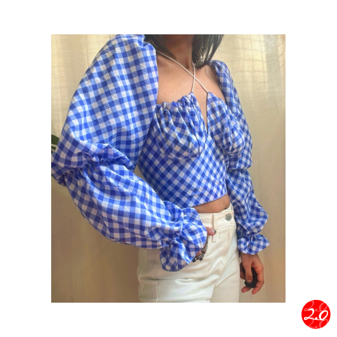 Gingham Milkmaid Top
