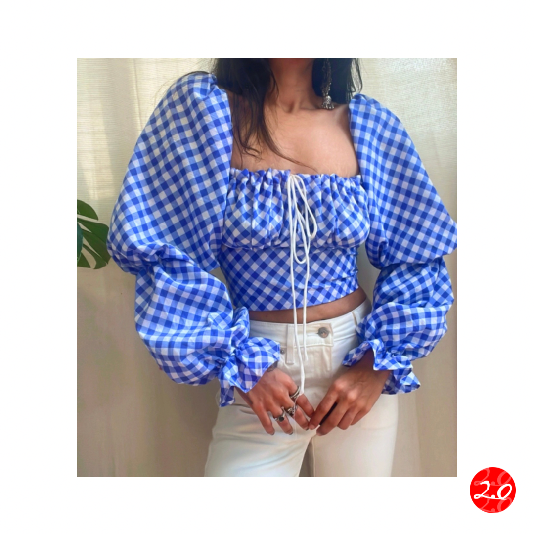 Gingham Milkmaid Top
