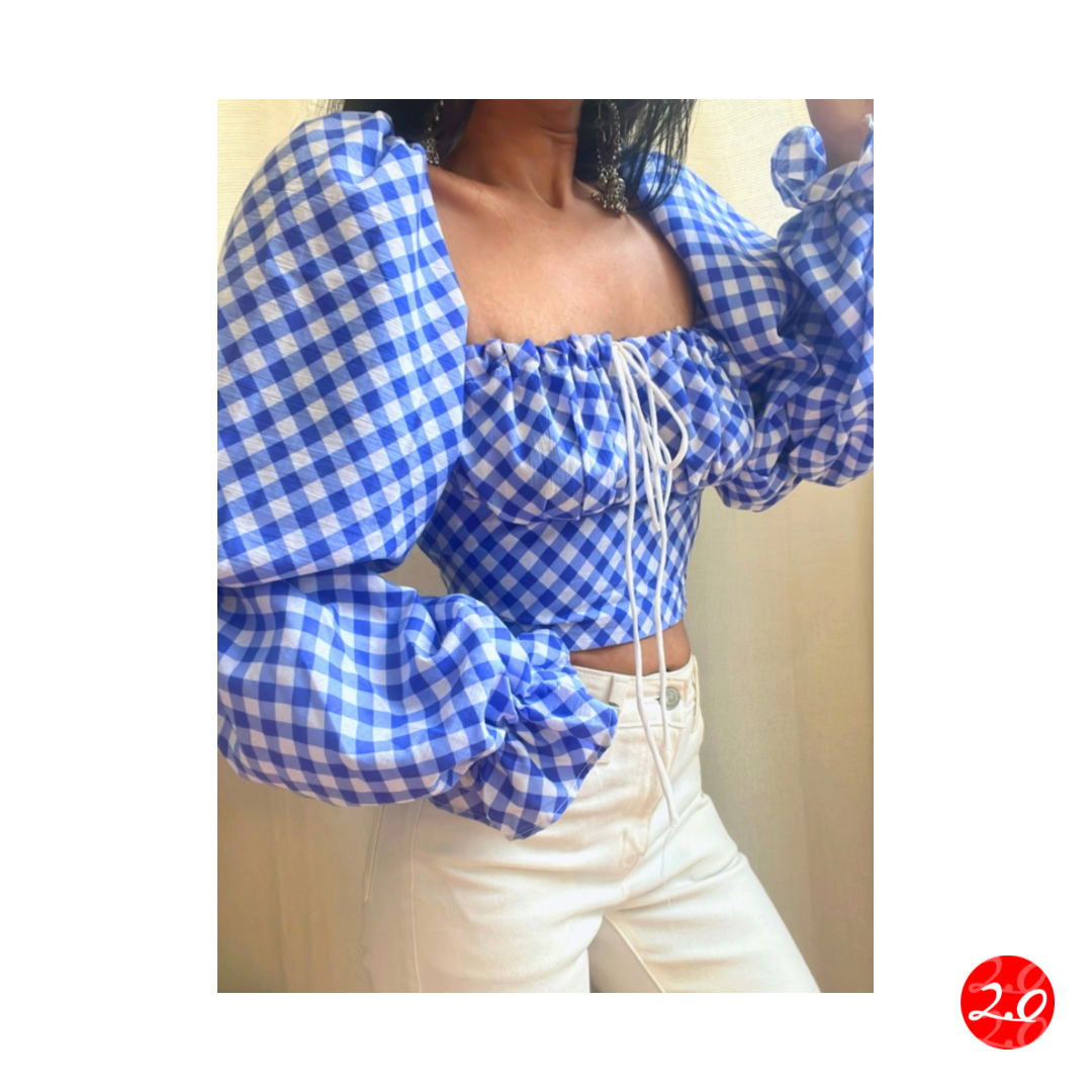 Gingham Milkmaid Top