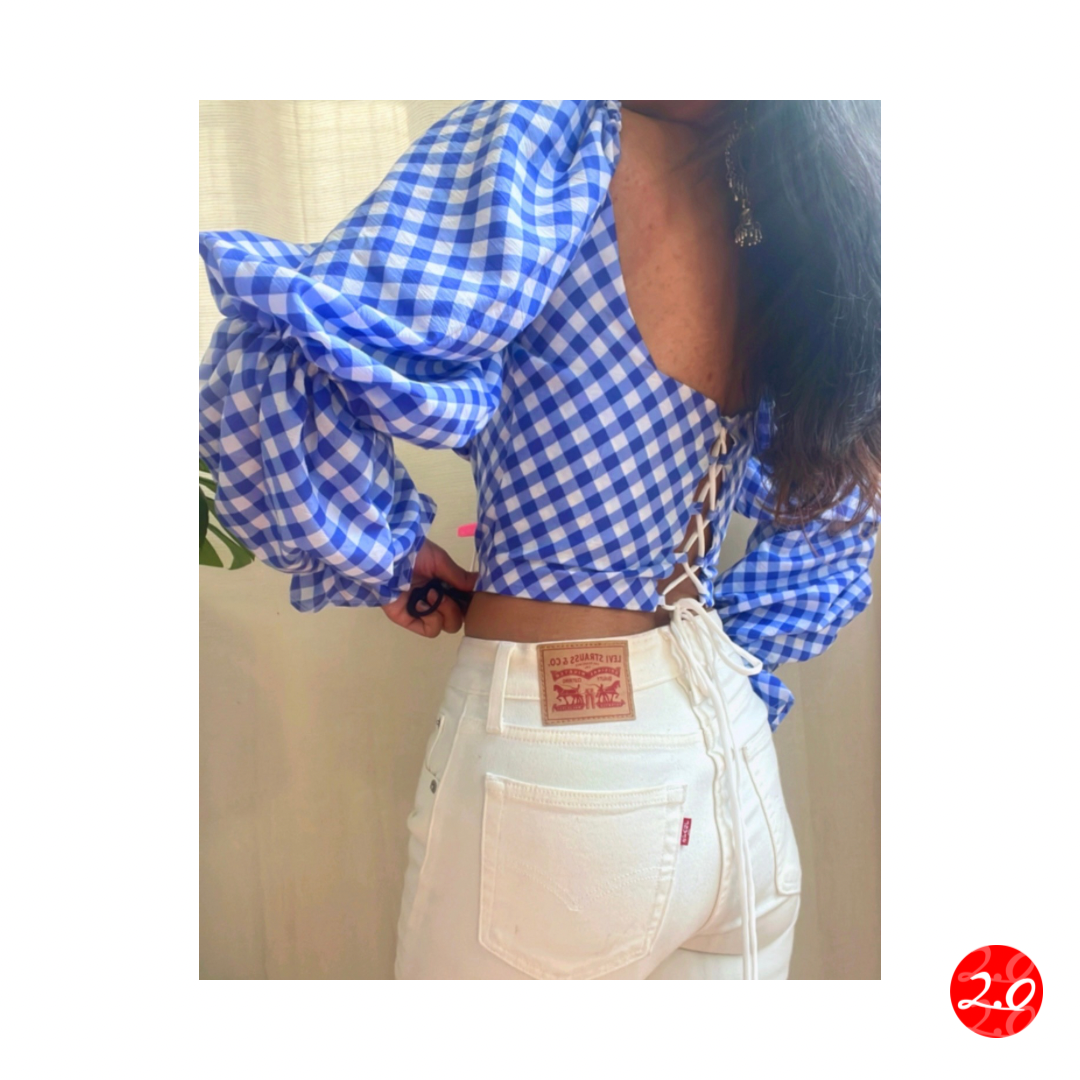 Gingham Milkmaid Top
