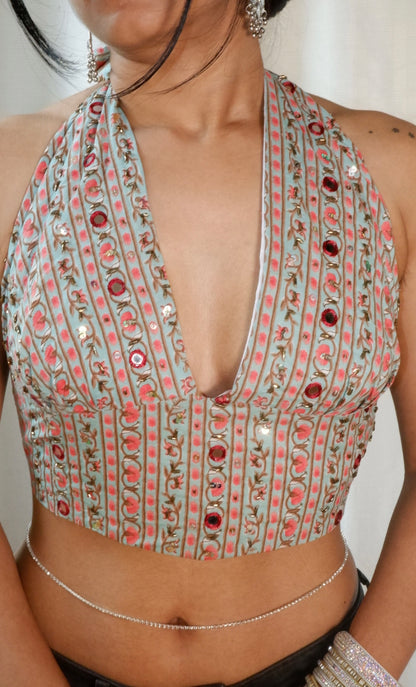 Bubblegum Embroidered Halter Top