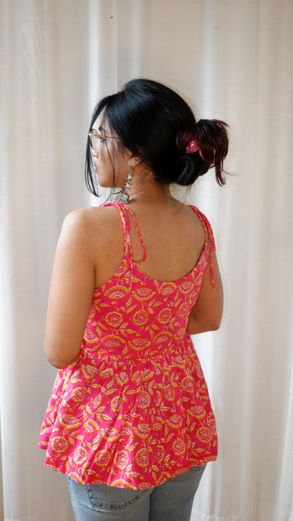 Rose AfterDark Reversible Ruffle top