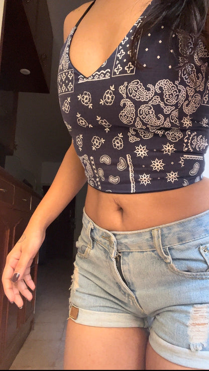 Bandana Backless Crop Top