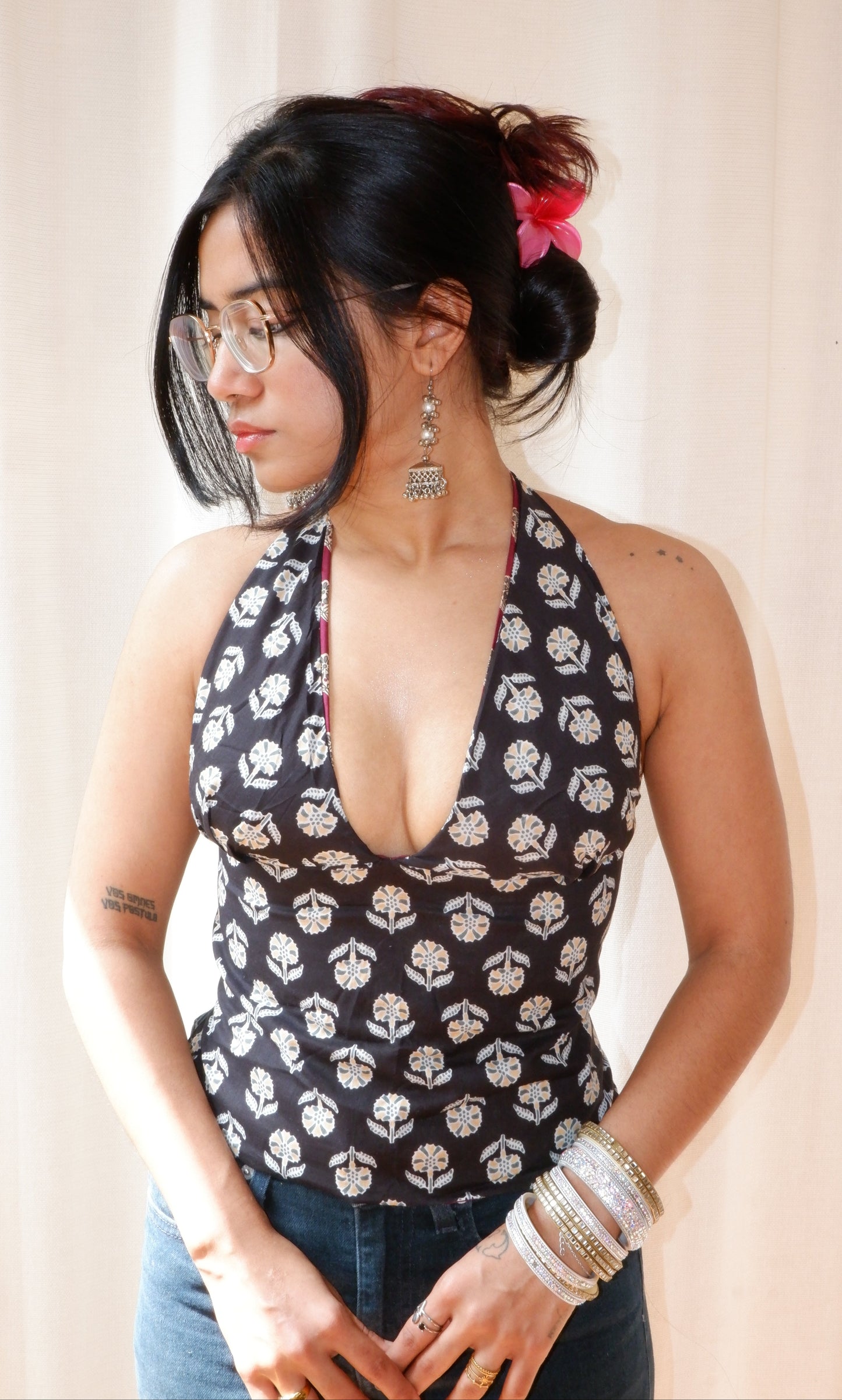 Black&purple GEET Halter Top