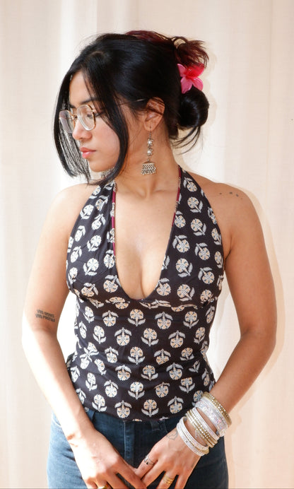 Black&purple GEET Halter Top