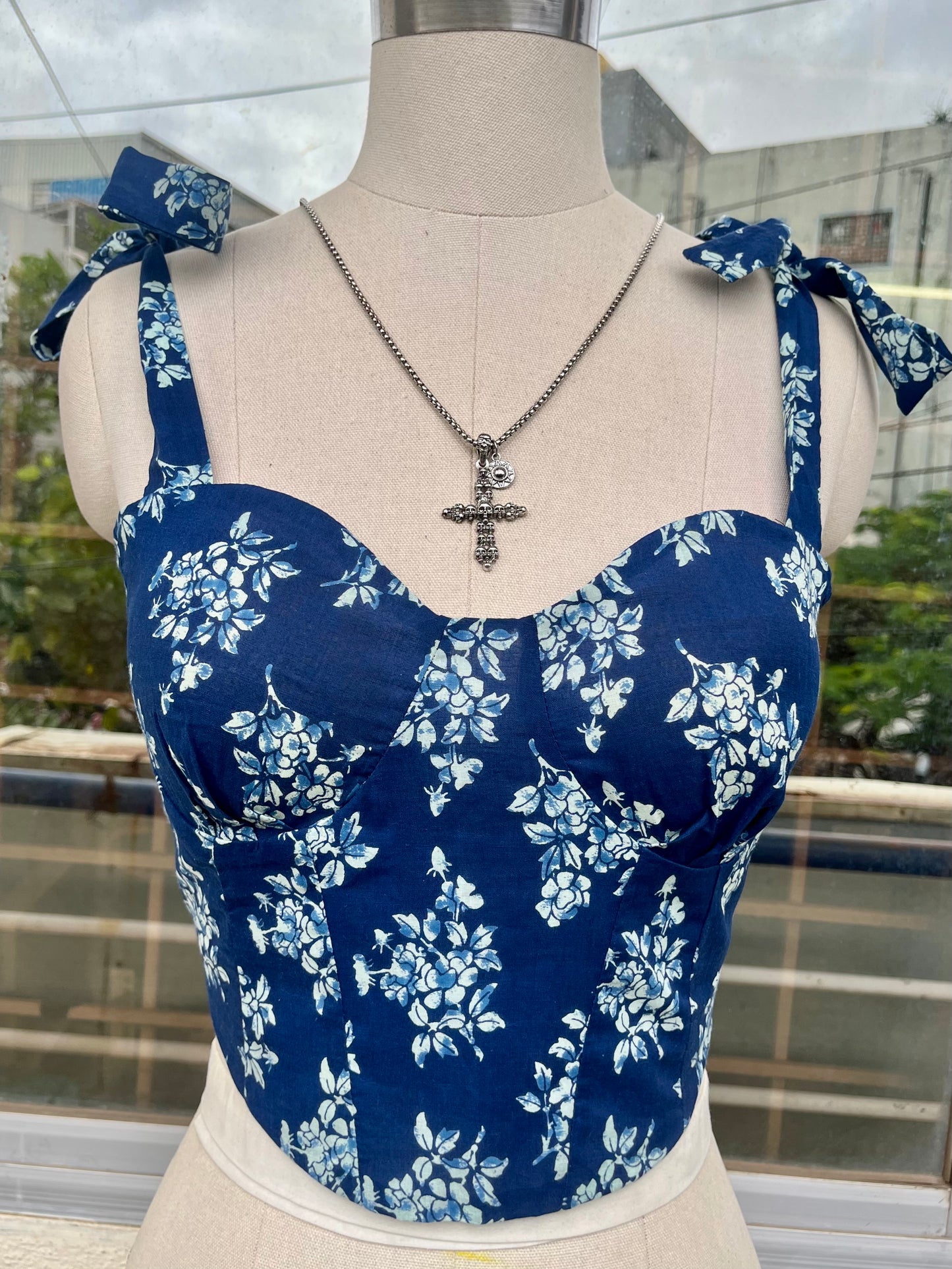 Indigo Bloom Corset top