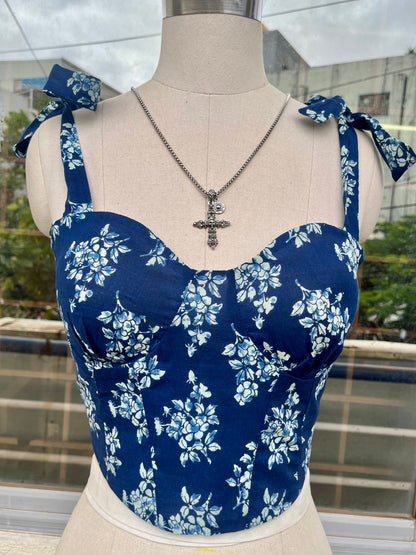 Indigo Bloom Corset top