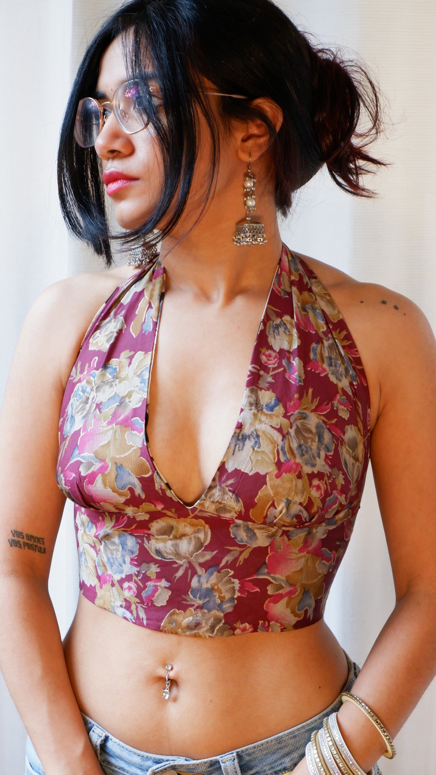 Vintage bloom Reversible Halter Top