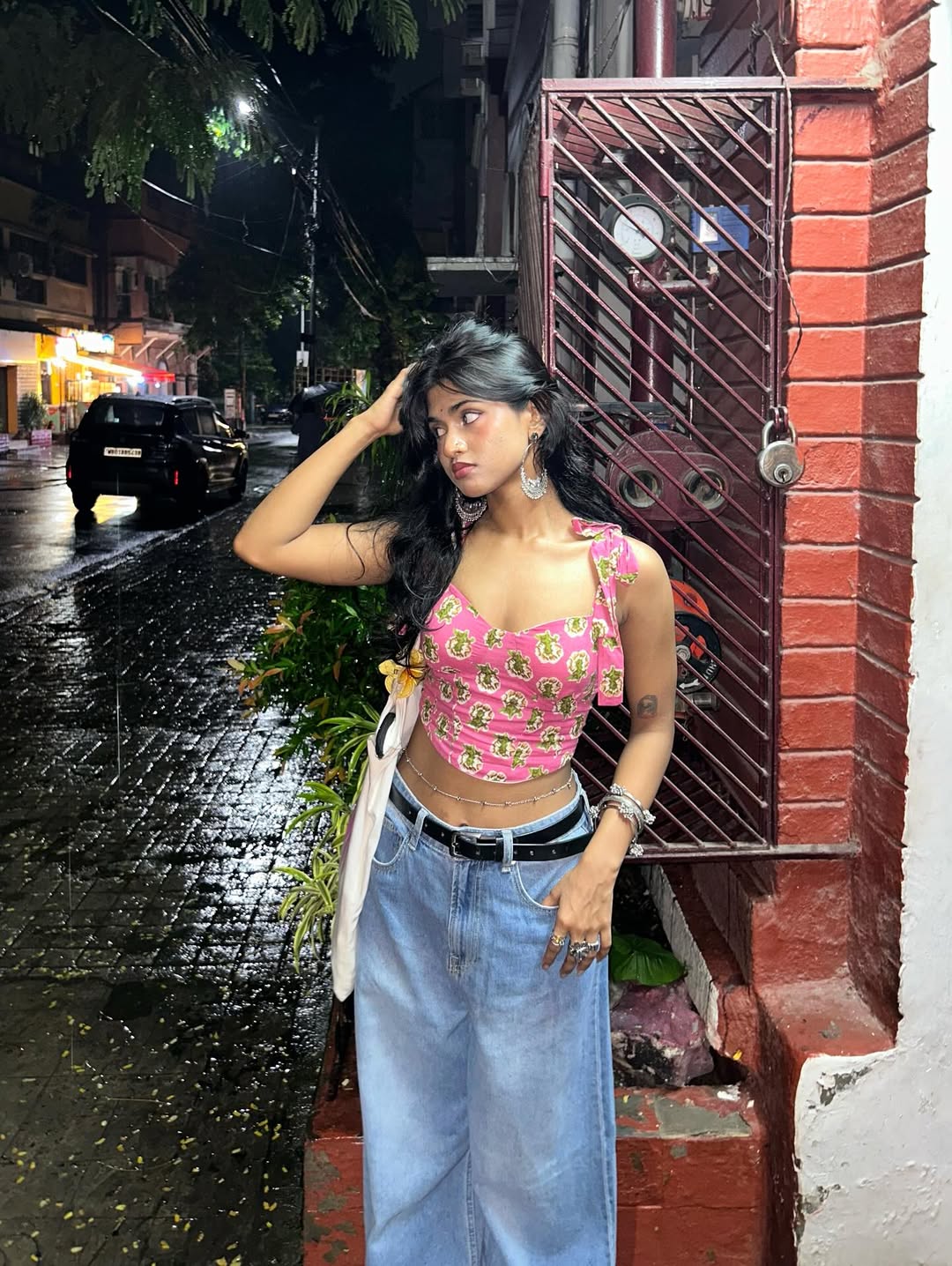 Pink flush corset top