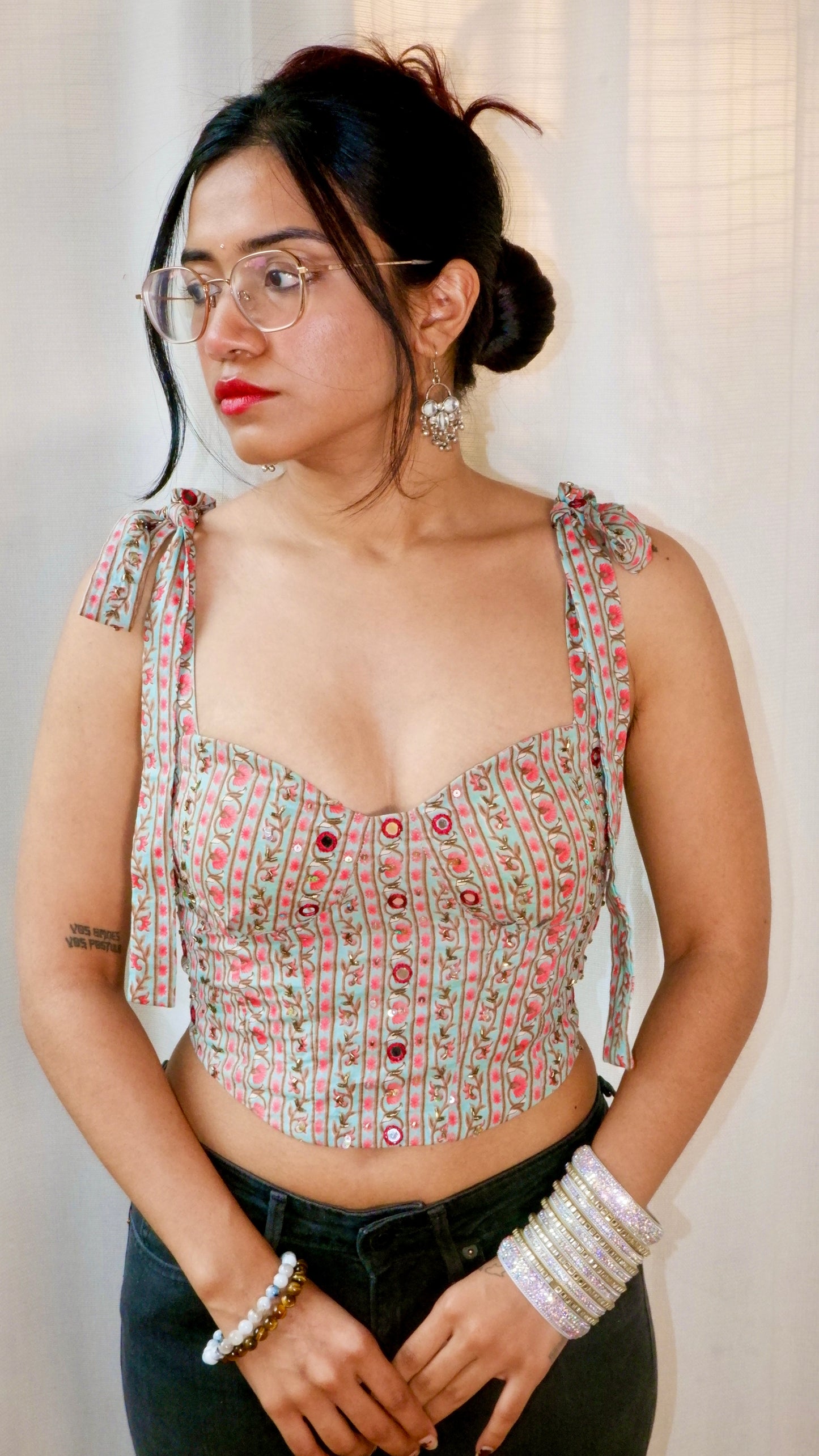 Bubblegum Embroidered corset top