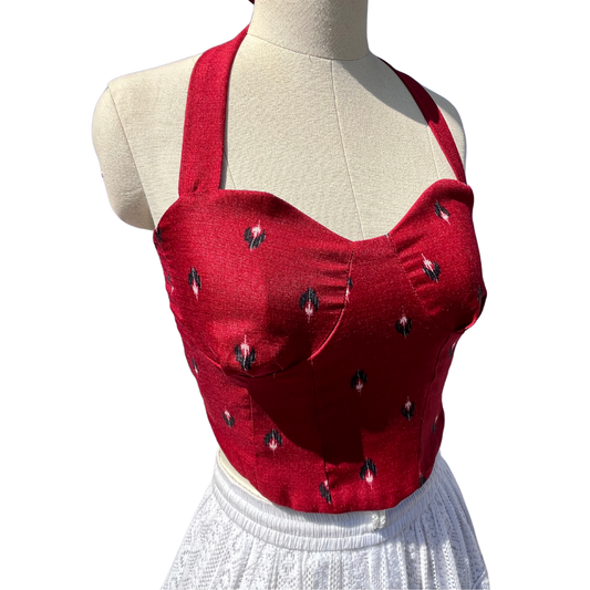 Crimson Ikat Reversible Corset top