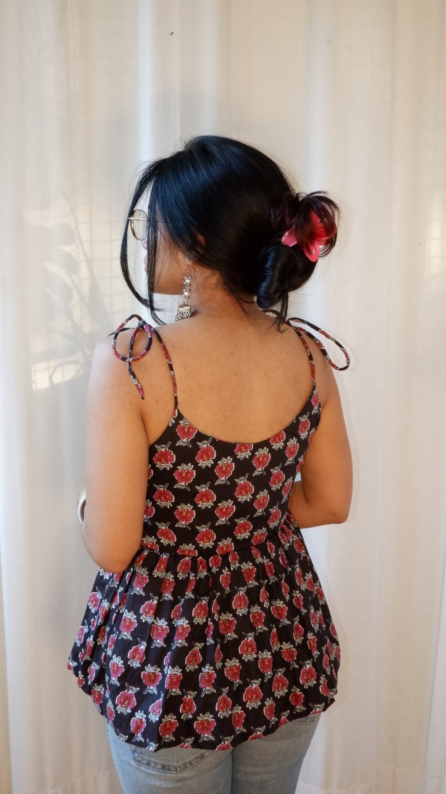 Moonlit Petals Reversible Ruffle top