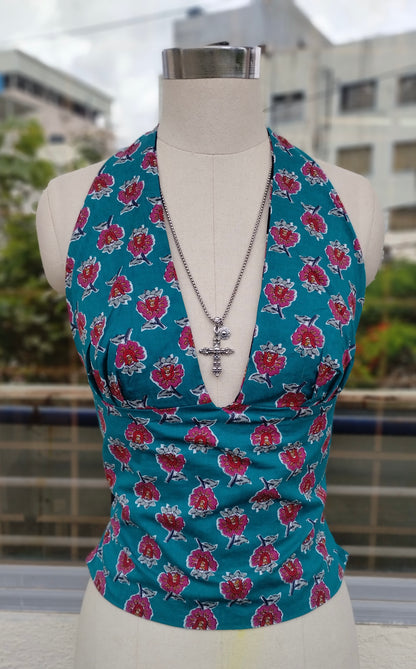 Moonlit Petals Reversible GEET Halter Top