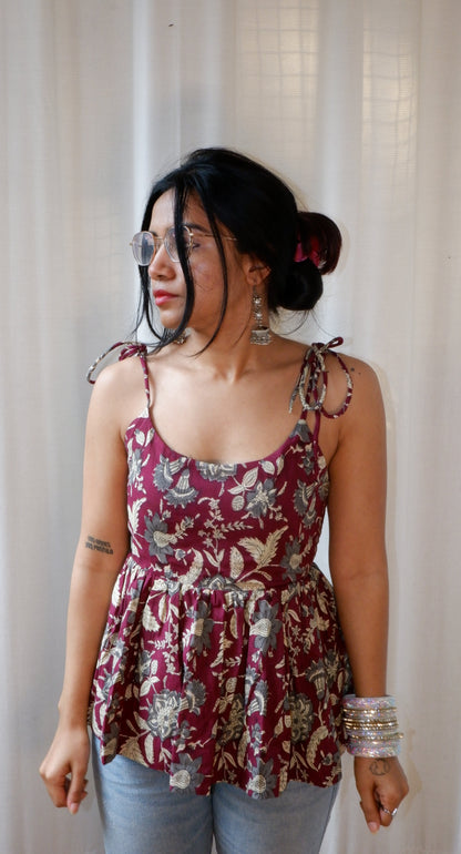 Lilac Forest Reversible Ruffle top