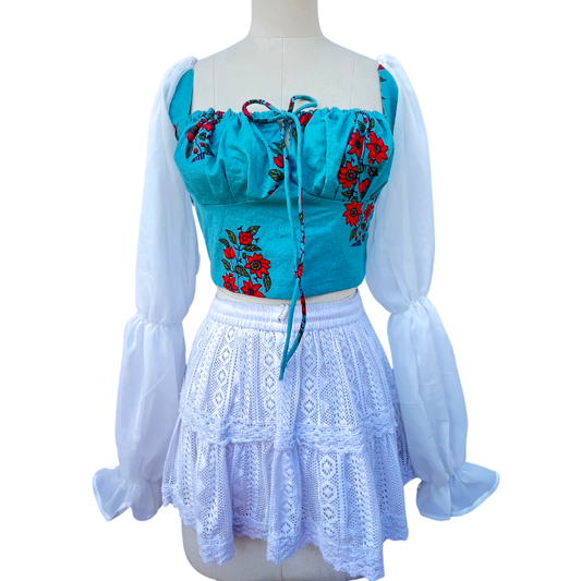 Cerulean floret Milkmaid Top