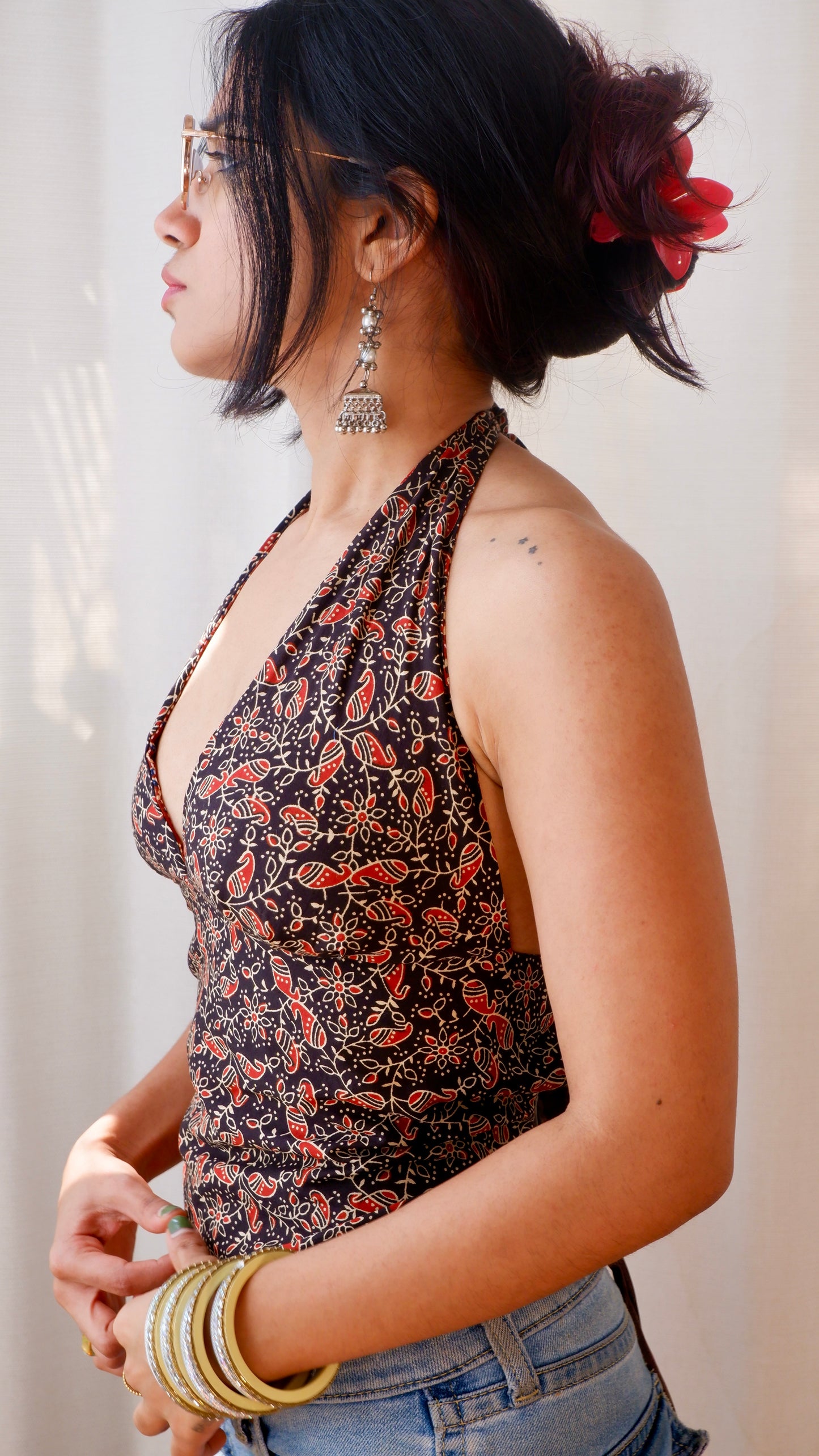 Ajrakh Reversible GEET Halter Top