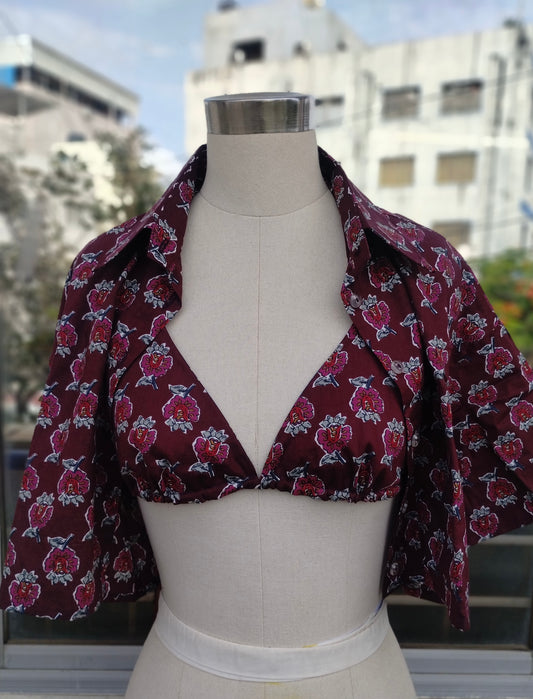 Hot Bloom combo: Crop shirt + Reversible Bikini Top