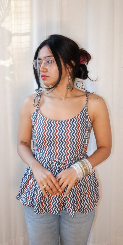 Wildstripe grove Reversible Ruffle top