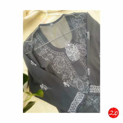 Dark Grey Chikankari Kurti