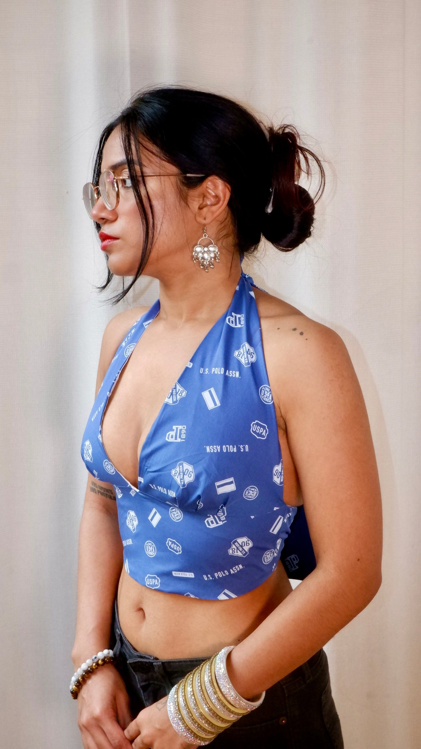 Varsity Blue Halter Top