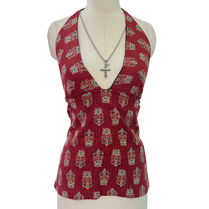 Dark Cherry Y2K Halter Top