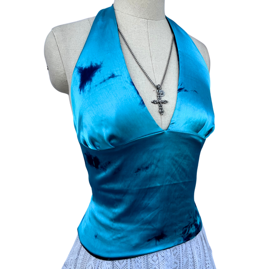 Blue Satin Dreams GEET Halter Top